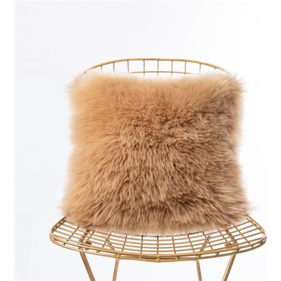 Set of 2 Mongolian Faux Fur Square Decorative Throw Pillow Covers Cushion Case - Picture 4 of 6